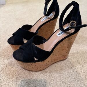 Steve Madden Black Wedge Sandals